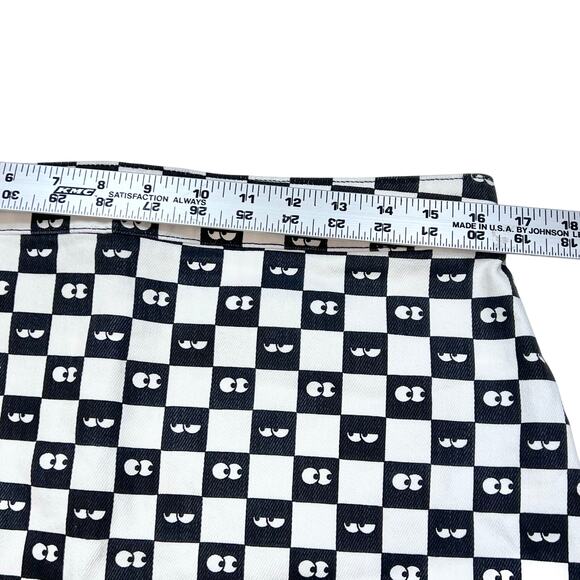 Vans Lazy Oaf Eyeball Checkered Mini Skirt XL Black White 2018 Limited Zipper - Picture 6 of 7
